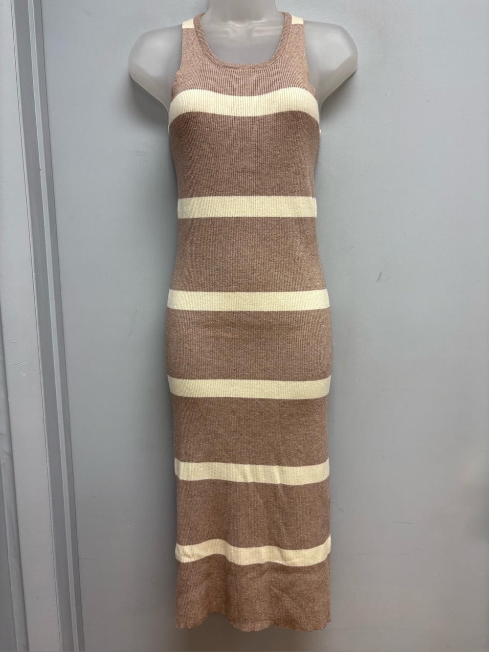 Endless Blu Ribbed Knit Striped Midi Dress Size Small